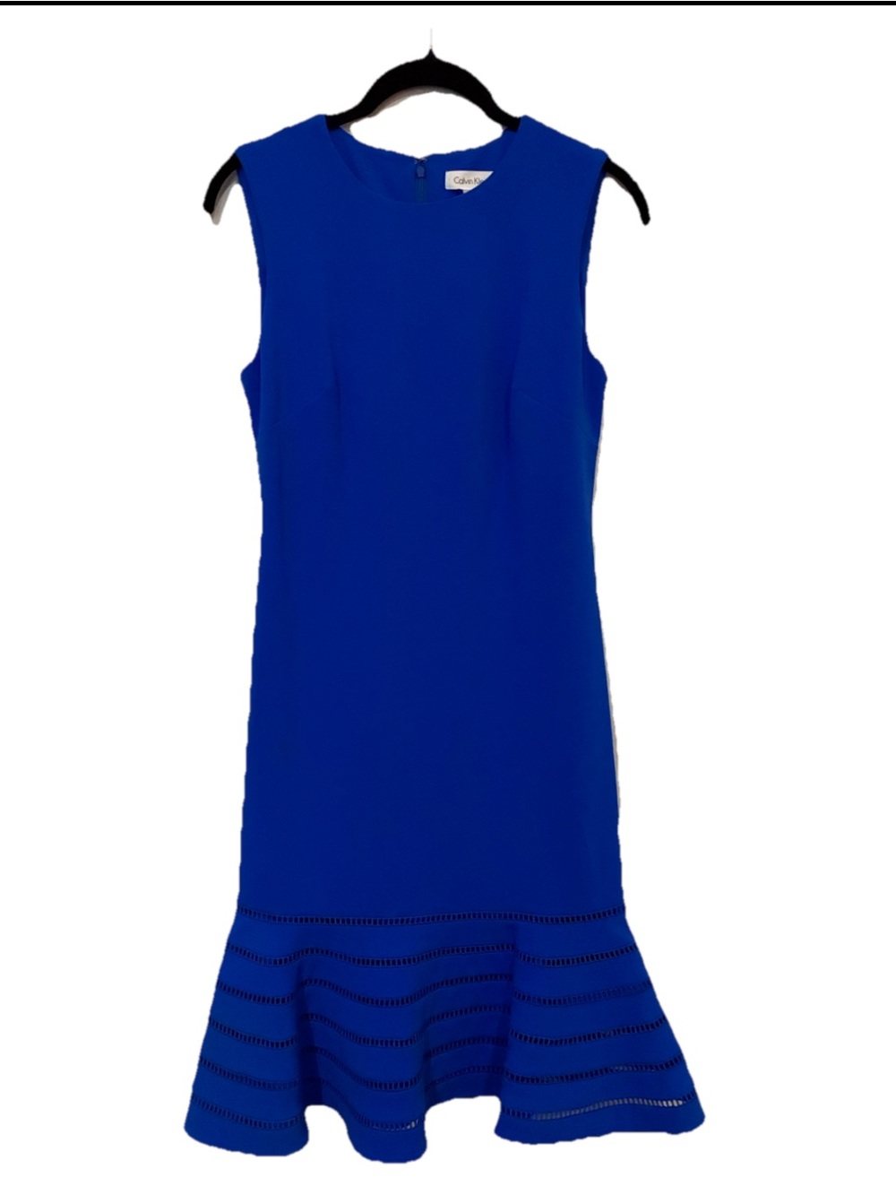 Calvin Klein Cobalt Blue Sleeveless Flounce Midi Dress Size 2